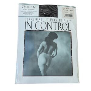 Berkshire Petite Queen Body Shaper Tummy Hip Thigh Control Off Black Silky READ